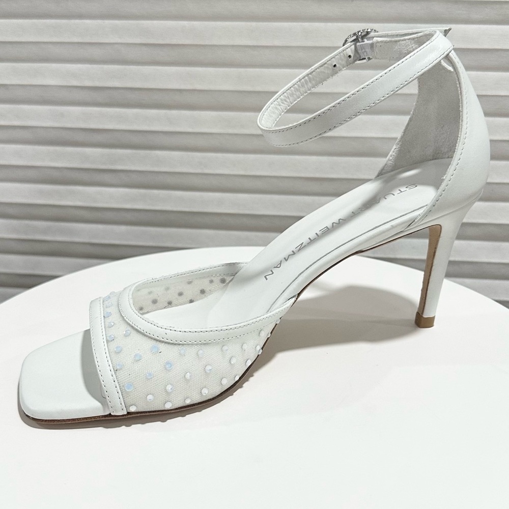 🌹STUART WEITZMAN 🌹 Nudistia Crystal Mesh Ankle-Strap Sandals Size: 6B - Picture 6 of 12